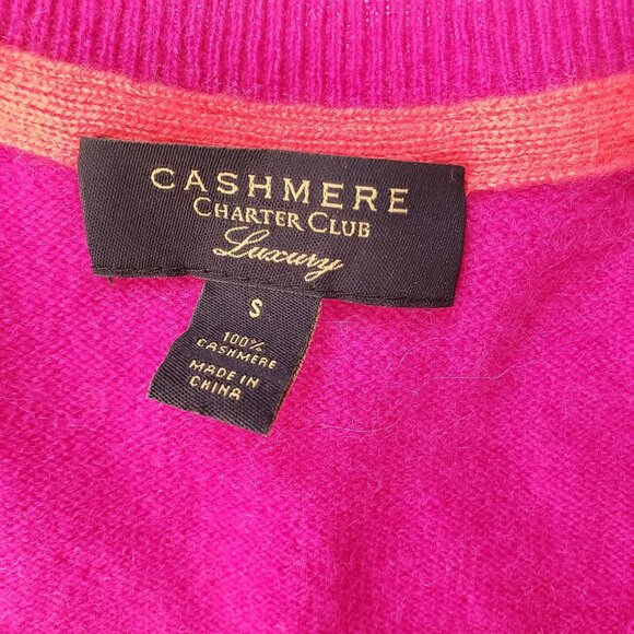 Charter Club Luxury Cashmere Sweater S Bright Pink Soft V-Neck Pullover - Picture 2 of 12
